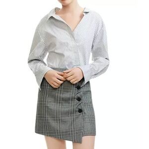 Maje Raime Mixed Print Mini Shirt Dress‎ in Gray sz 1 (US S)